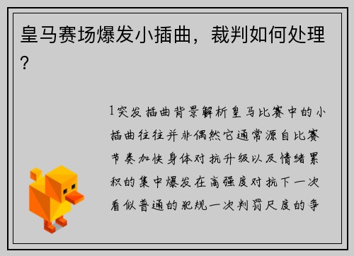 皇马赛场爆发小插曲，裁判如何处理？